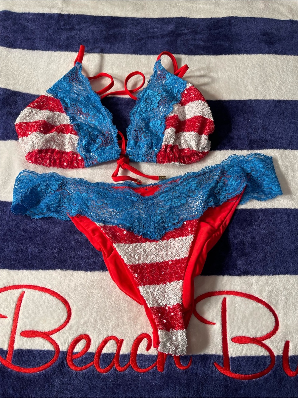 4th of July beach bunny bikini DD top, XL bottoms - Picture 4 of 12